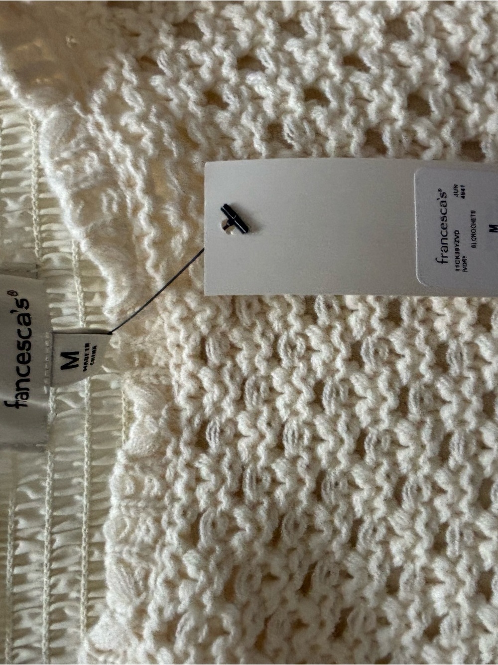 Francesca's Collections Cream Crochet Crop Tank - Picture 3 of 3